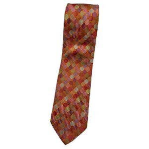 JOOP! Men's 100% Silk Necktie LUXURY Tie XL Orange Geometric W:3.7" EUC